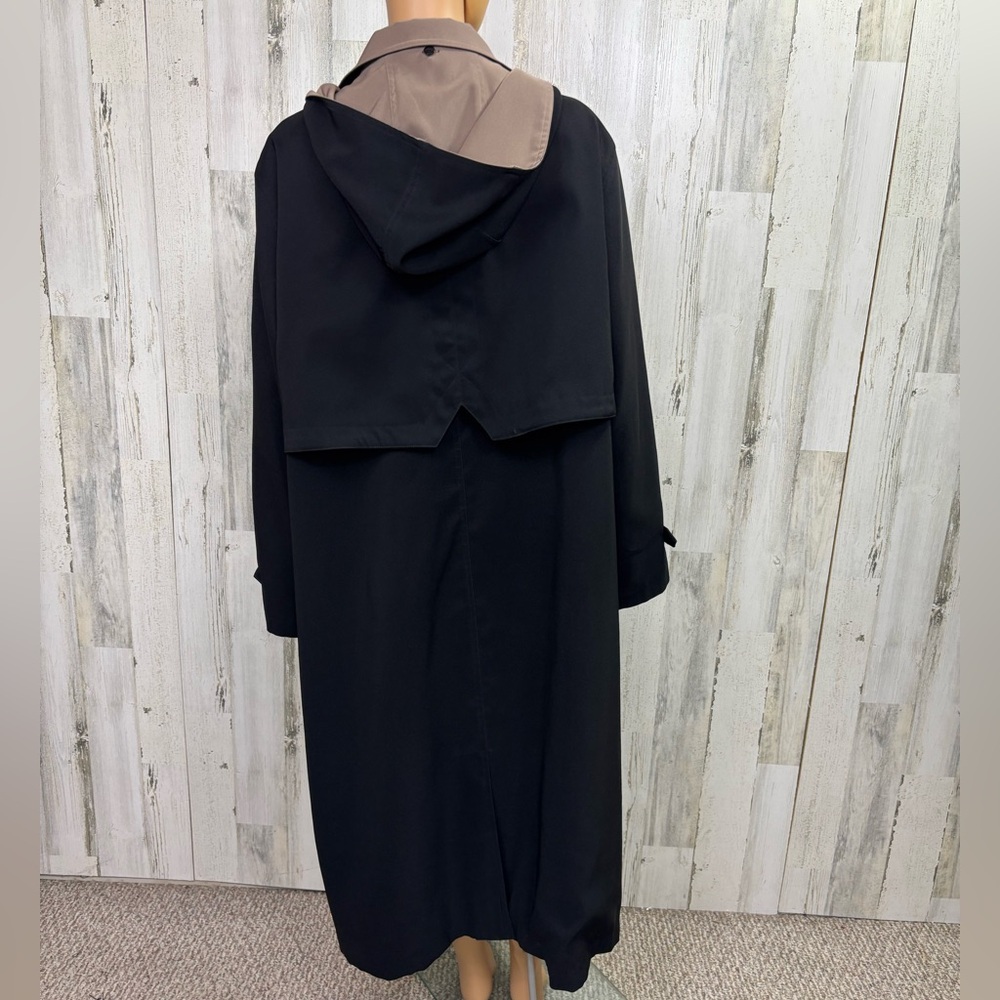 Charles‎ Klein Black Trench Coat with Tan Collar - Picture 6 of 11